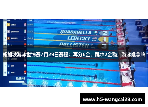 新加坡游泳世锦赛7月29日赛程：再分6金，跳水2金稳，游泳难拿牌
